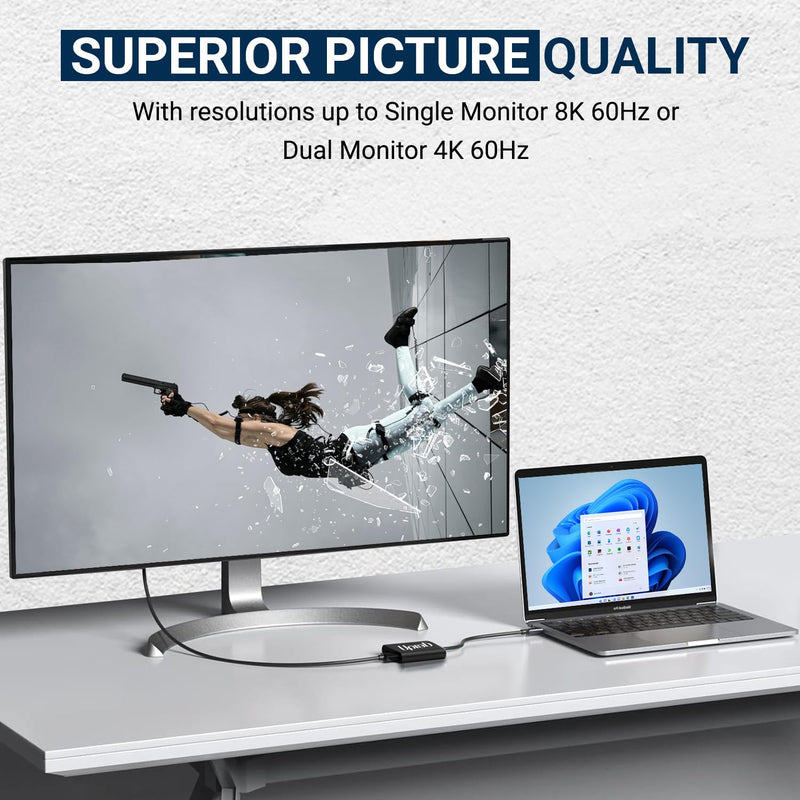 uptab USB-C to Dual DisplayPort Adapter Hub, 4K 60Hz MST Multi-Monitor | Plug-and-play, driver-free; requires TB3/TB4/USB4 or DP Alt Mode; extend or mirror 2 monitors; laptops, Chromebooks