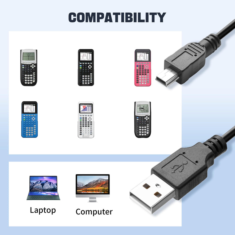 Replacement Power and Data Cord for Texas Instruments TI-84 Plus CE, TI 84 Plus C Silver Edition, TI Nspire CX/TI Nspire CX CAS Graphing Calculator Charging Cable