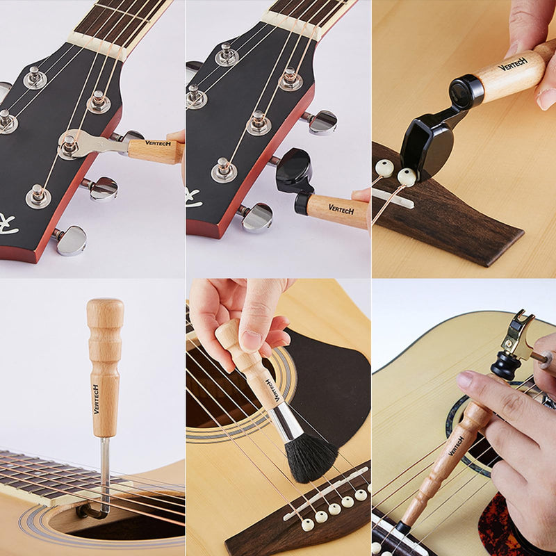[AUSTRALIA] - Aestivate Guitar Repair Tool Kit, 10mm Wrench, 4mm Allen Rrench, Cleaning Brush, Guitar Hammer, Guitar String Winder Instrument Maintenance Set with Storage Bag (6pcs Multi-Guitar Repair Tools) 6pcs Multi-Guitar Repair Tools 