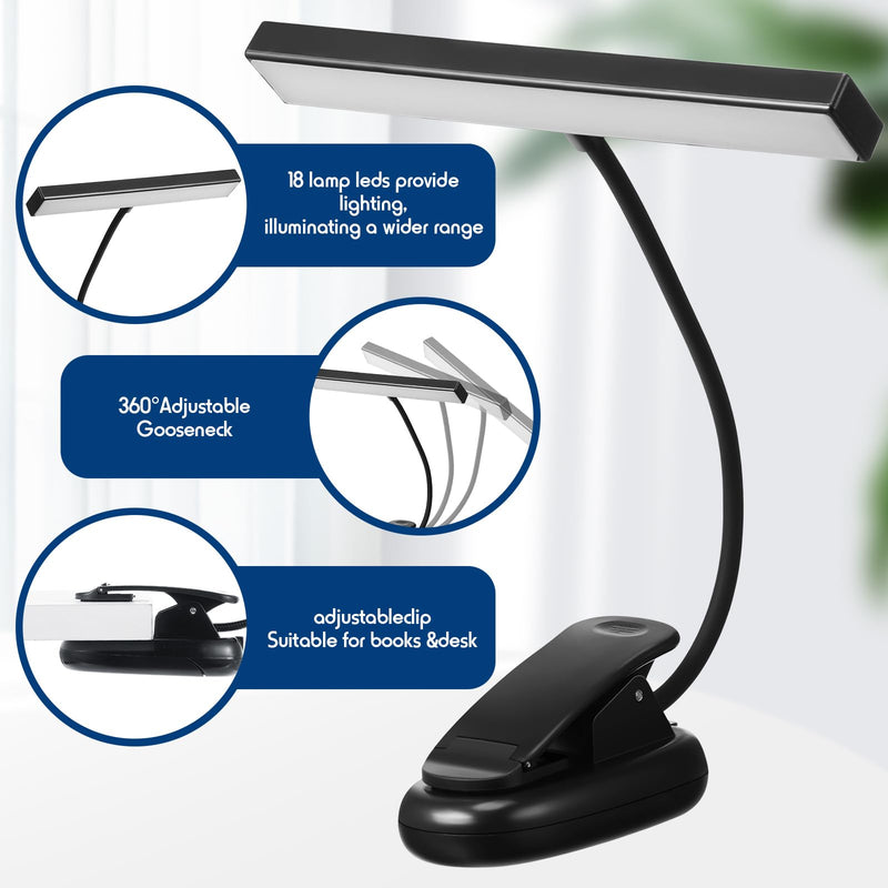 4 Pcs Music Stand Light 18 LED Piano Light Clip on Piano Lamp Adjustable Reading Light USB and AAA Battery(Not Included)/ Rechargeable Operated, 4 Color Temperature Optional (Battery)