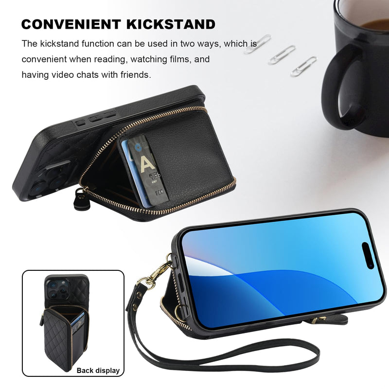 Bocasal A Stylish Crossbody Wallet Case for iPhone 16 Pro Max + A Mini Round Pouch Bag