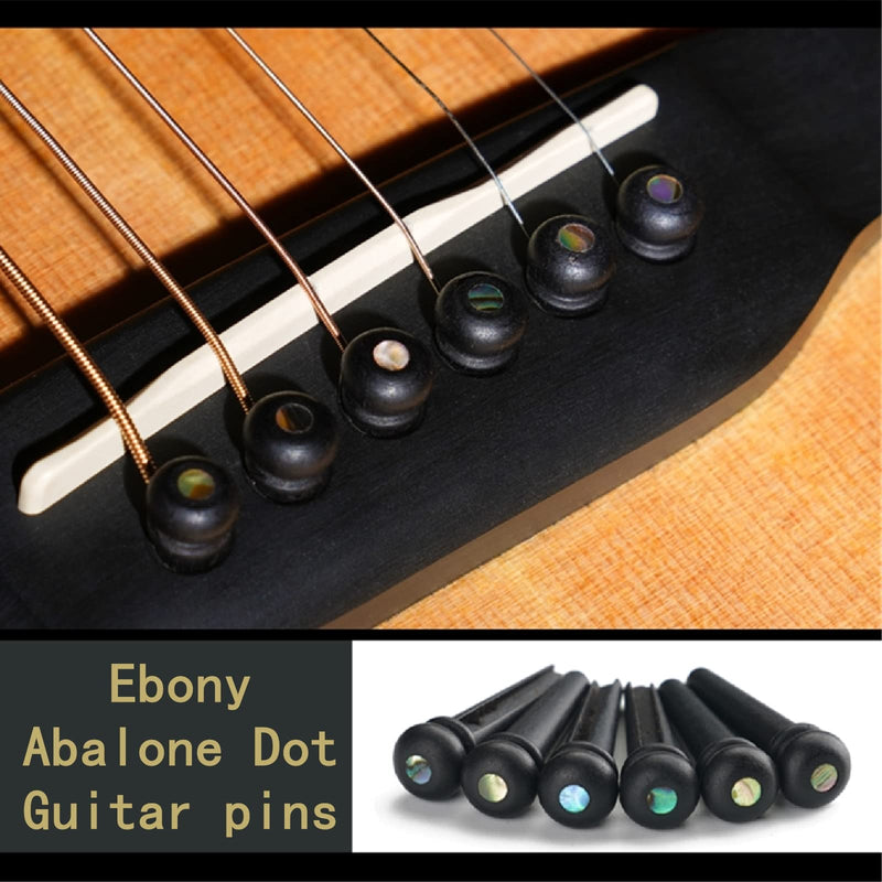 [AUSTRALIA] - Miwayer Ebony Guitar Bridge Pins Replacement Parts for 6 & 12 String Acoustic Guitar (Small Abalone Dot) Small Abalone Dot 
