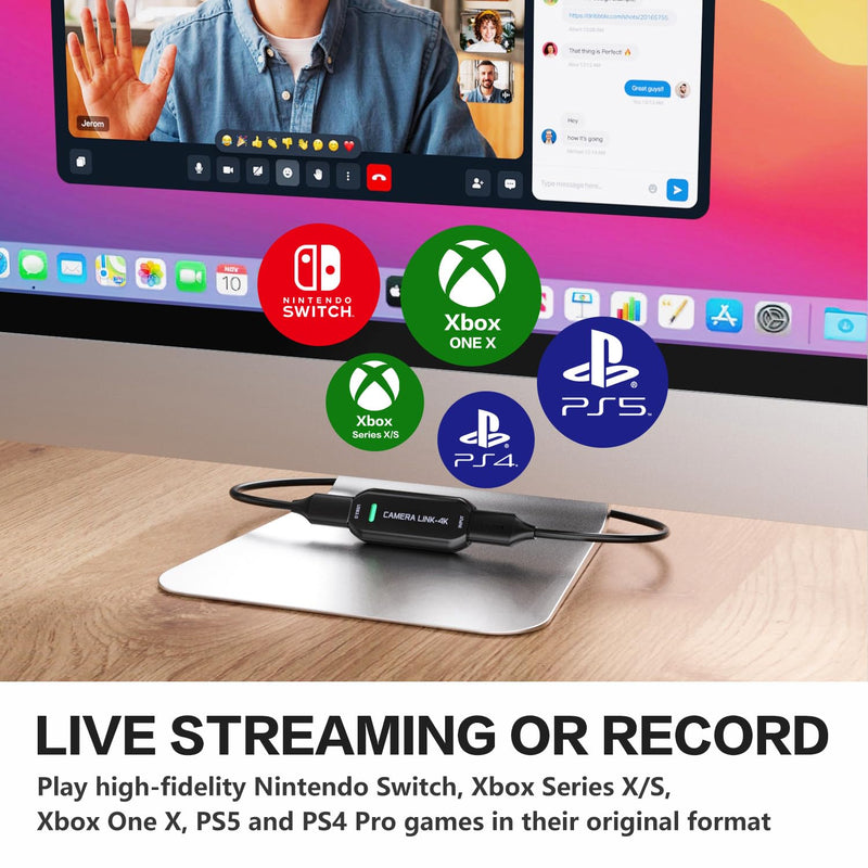 VIXLW Cam Link 4K – External Capture Card for DSLR Camcorder ActionCam as Webcam, HDMI to USB 3.0, Meet/Stream/Record in 4K60/1080p120, Easy Connect for OBS/Zoom, Windows/Mac black
