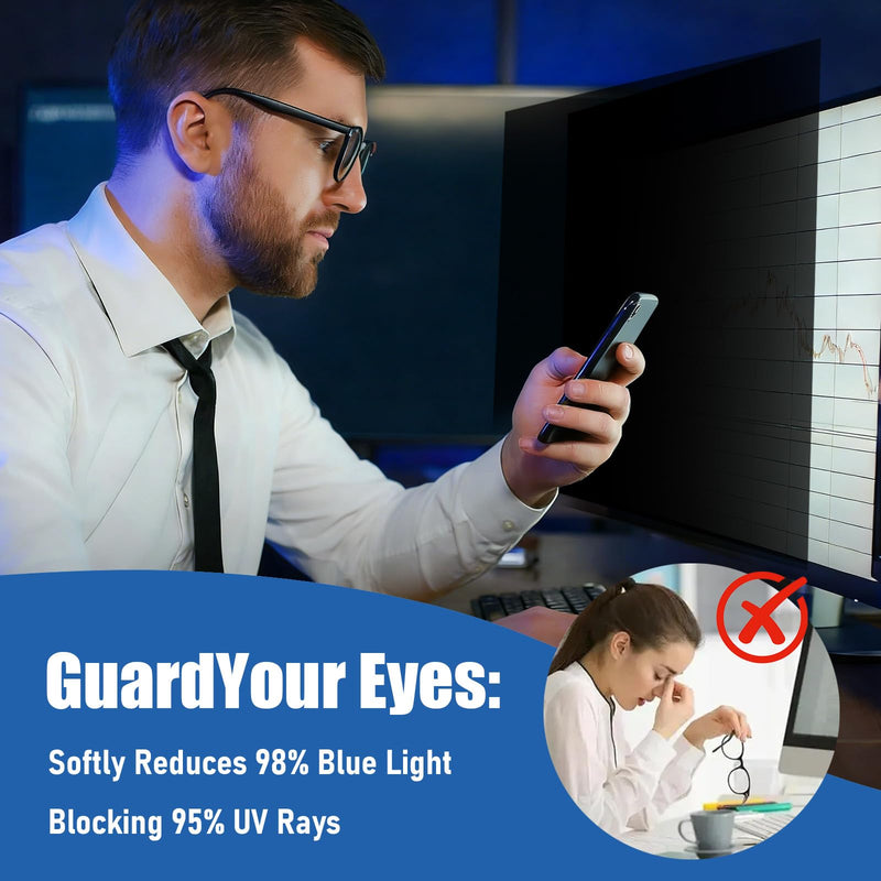 24 Inch Privacy Screen for Computer Monitor 16:9 Aspect Ratio Removable | 2-Pack Anti-spy & Anti-glare protective film & Privacy protection in open office environment, Desktop Security Privacy Filter [2Pack] 24 Inch 16:9 Aspect
