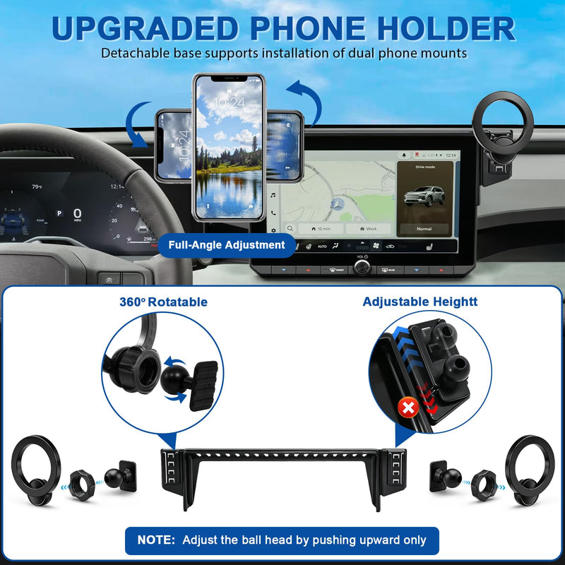 Dual-End Car Phone Holder for Toyota RAV4 2026 Accessories 10.5-Inch Screen | Strong Magnetic Cell Phone Mount for Magsafe iPhone, 360° Hands-Free No Air Vent Blockage One-Hand Operation Stable Stand For Toyota 2026 RAV4 10.5-inch