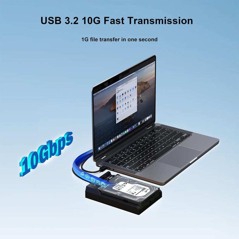 Dual-Bay Hard Drive Docking Station M.2 NVME+ SATA SSD/HDD Enclosure with Offline Clone, USB-C 10Gbps Hard Drive Dock, Tool-Free Design for Windows/Mac/Linux