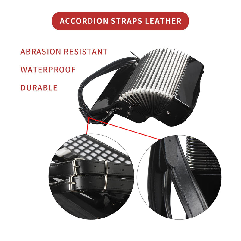 [AUSTRALIA] - Gugxiom Black Accordion Straps, Leather Soft PU Accordion Straps, Adjustable Accordion Shoulder Belt, Musical Instrument Accessories, for Most Accordions with 16-120 Bass (Black) 