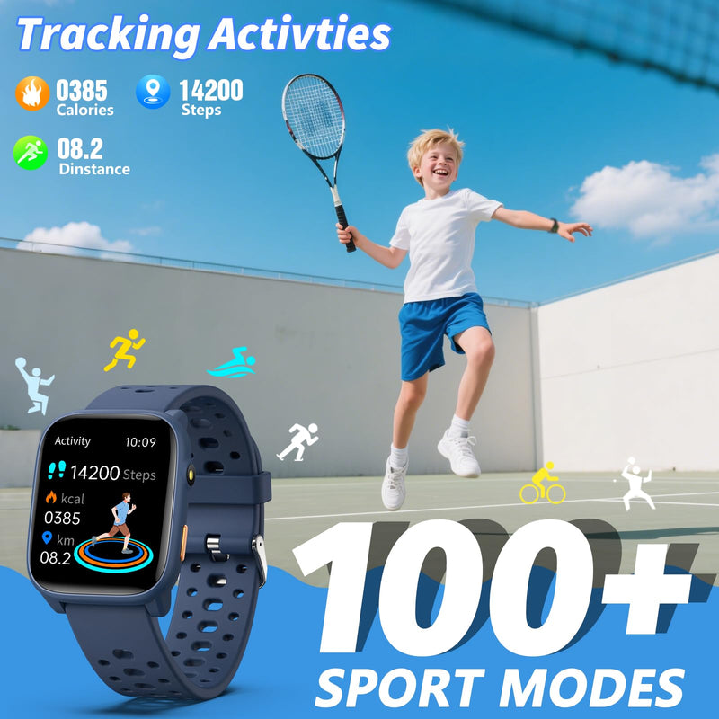 Kids Smart Watch 2-Pack: Gaming Watch & Sports Watch, 1.83" + 1.5”HD Screen, Heart Rate/Sleep Monitor, Pedometer, Alarm, IP68 Waterproof, Gift for Boys Girls 6-16