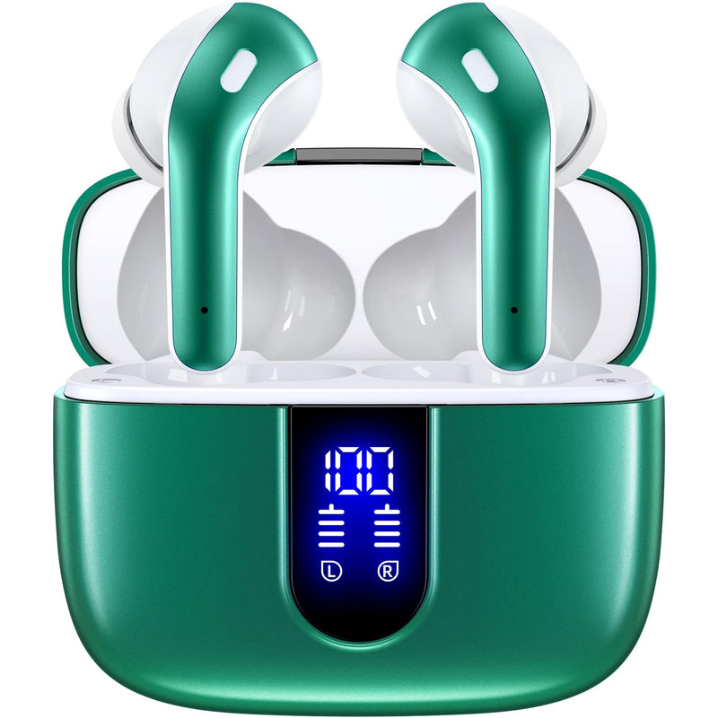 TAGRY 2 Sets X08 Forest Green and Phantom Purple Bluetooth Headphones True Wireless Earbuds 60H Playback Ear Buds with Wireless Charging Case in-Ear Earbuds with Mic