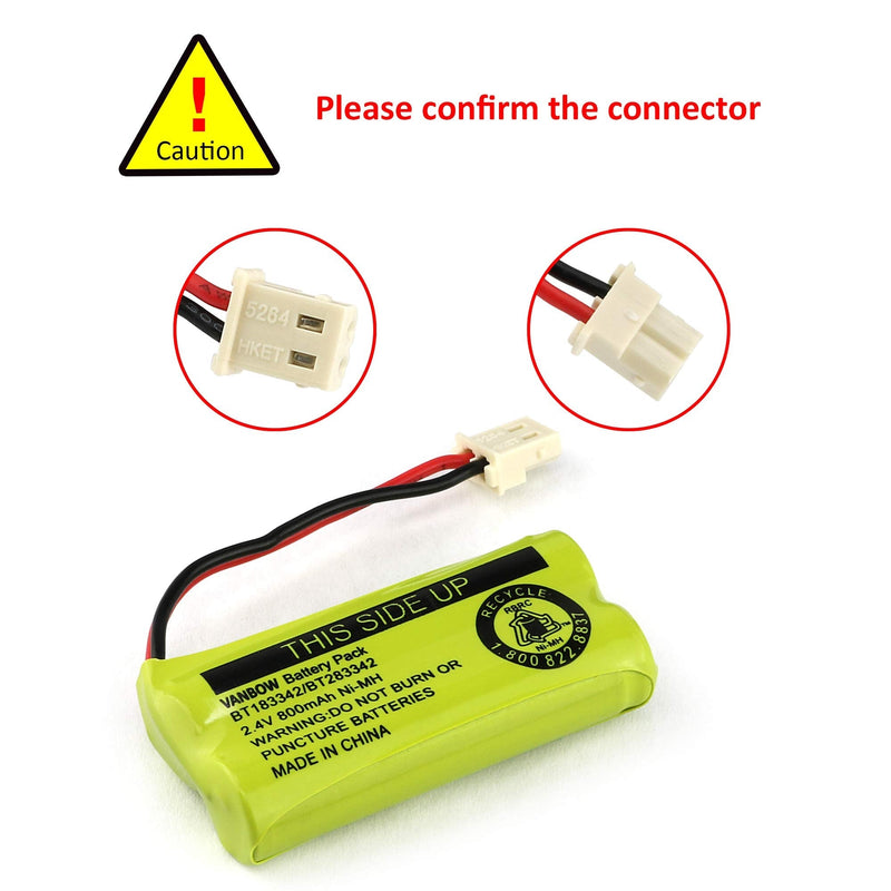BT183342/BT283342 2.4V 800mAh Ni-MH Battery Compatible with AT&T VTech Cordless Phone Batteries BT166342/BT266342 BT162342/BT262342 CS6709 CS6609 CS6509 CS6409 EL52100 EL50003 (Pack 3) Pack 3