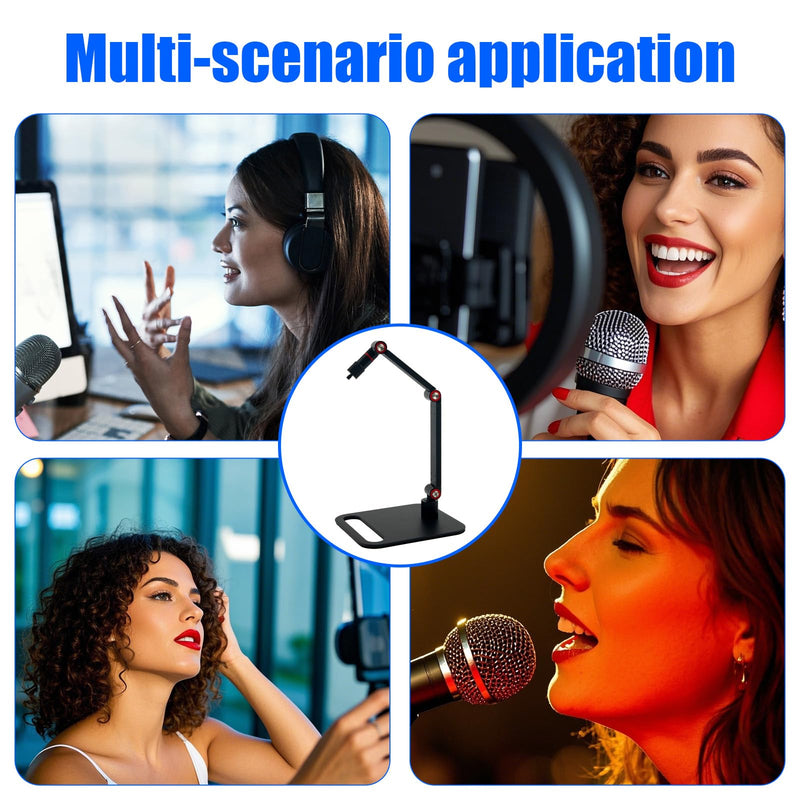 [AUSTRALIA] - Microphone Stand Desk, Max Load 3.3lb Adjustable Desktop Mic Arm Stand with Thread Adapters for Podcast Streaming Gaming Studio Table Mount Accessories 