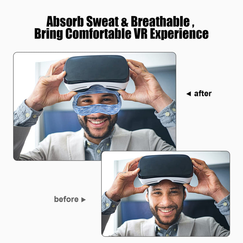 SAYAFAN VR Eye Mask, Adjustable Breathable VR Sweat Band for Meta/Oculus Quest 2/3, HTC Vive, PS, Gear, VR Workouts (3PCS) Colourful