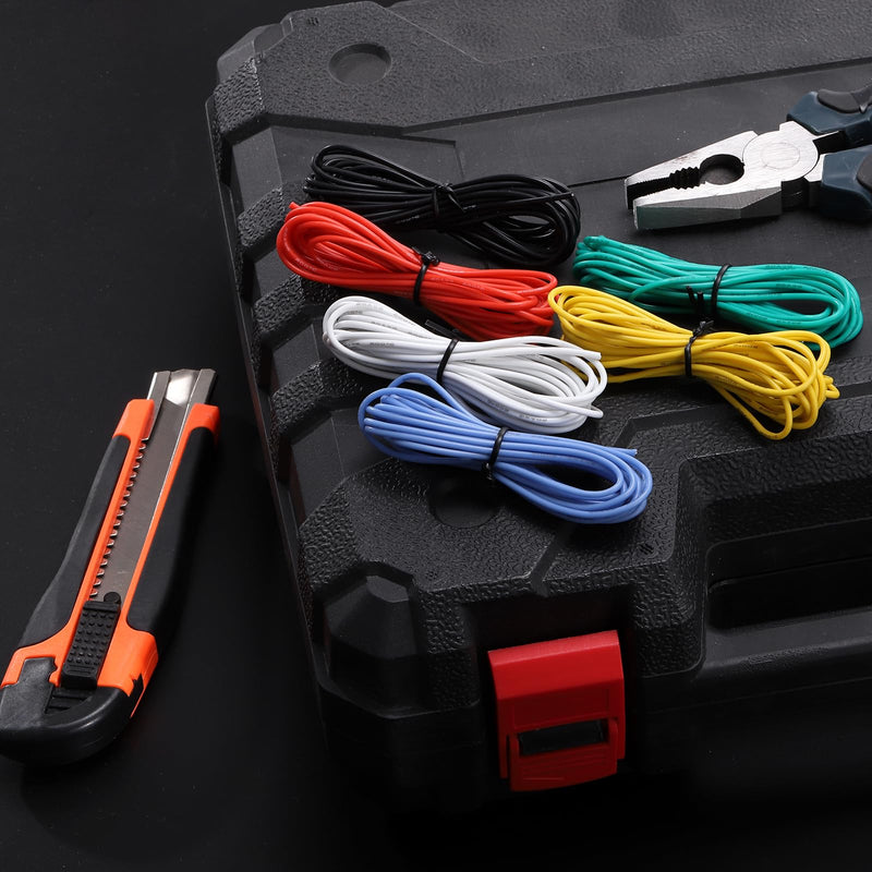 sourcing map 28AWG Electrical Wire Cable 1.5 Metre Stranded Wire Silicone Tinned Copper Wire Coil 0.08 mm² Solid Electronic Wire for DIY RC Model Lamps Household Appliances, 5 Colours 28AWG, 1.5m