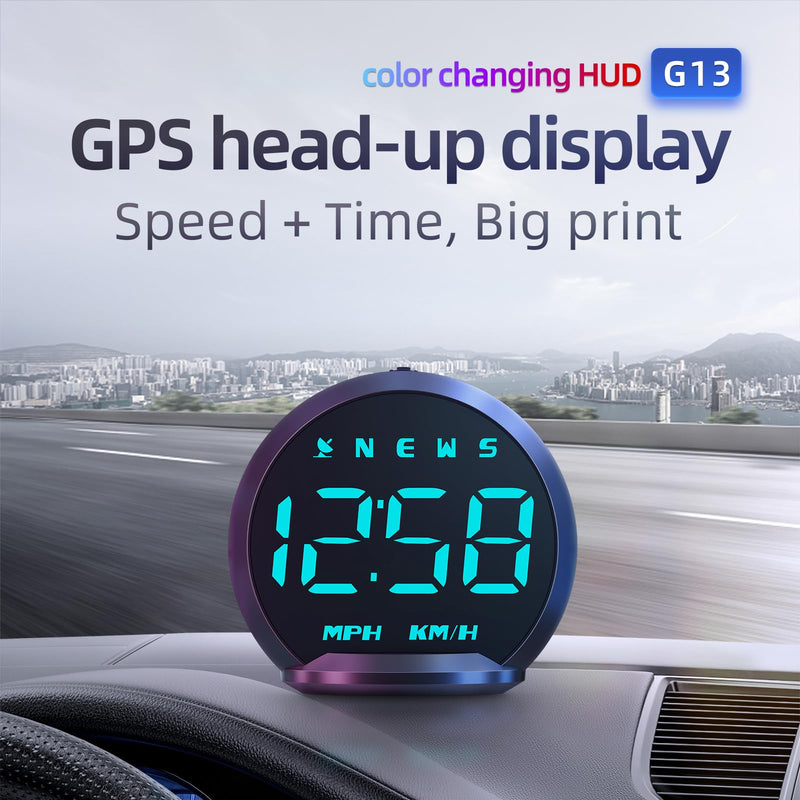 GPS Speedometer HUD, Head Up Display for Cars with Digital Speedometer for Car MPH, Travel Direction Function,Clock,and Overspeed Alarm, Fatigue Driving Alarm,Car Heads Up Display for All 5V Vehicles