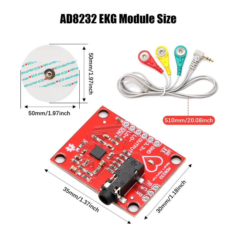 [AUSTRALIA] - AD8232 ECG Module Kit Binghe AD8232 ECG Measuring Pulse Heart Rate Sensor Module AD8232 ECG Monitoring Sensor ECG Heart Rate Sensor Module with Dupont Cable Compatible with Arduino 
