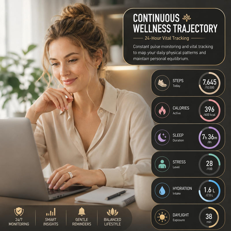 Smart Ring for Women Health Ring Fitness Ring with Enamel Fitness Tracker | Heart Rate Monitoring Sleep Monitor Distance Pedometer Calorie No Subscription Fee for Android iOS 8# gold