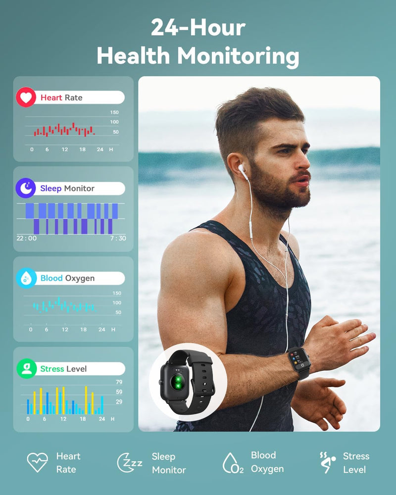 Smart Watches for Women/Men with Extra Silicone Watch Band Replacement