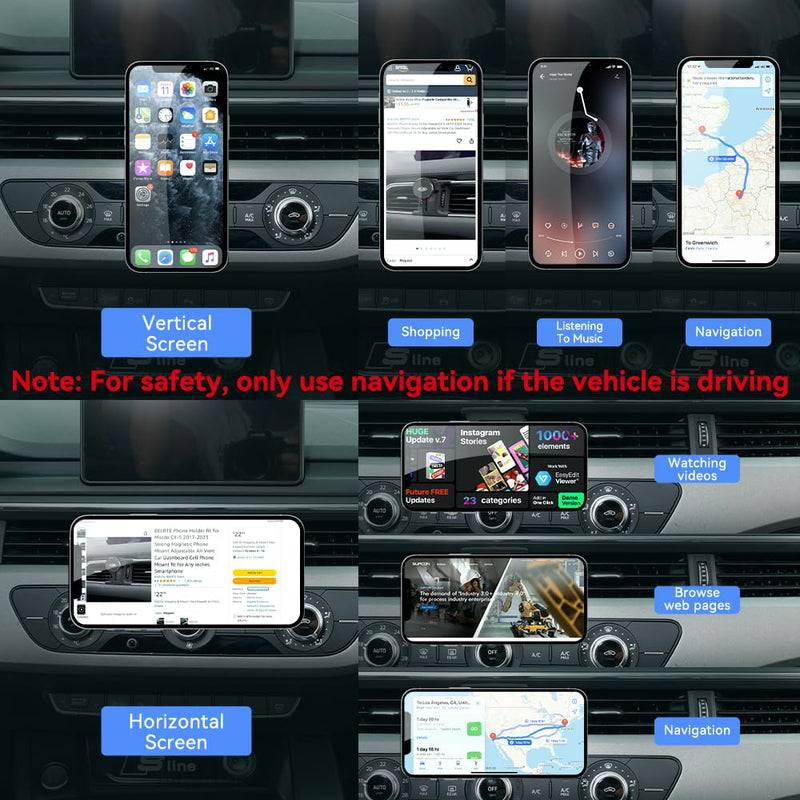 BEERTE fits for Magsafe Car Mount for Audi A4 S4 A5 S5 RS4 RS5 2017-2025 [20 Strong Magnets] Magnetic Phone Holder for iPhone 17 16 15 14 13 12 Car Air Vent Phone Navigation Automobile Cradles