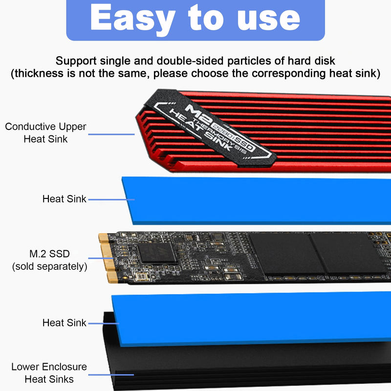 [AUSTRALIA] - ASTARON M.2 SSD Heatsink 2280 Thin Cooler with Nano Thermal Pads (0.5mm-1mm) NVME M2 Thermal Pad Double-Sided Heat Sink for PC/PS5/Gaming Laptops (Black) Black 