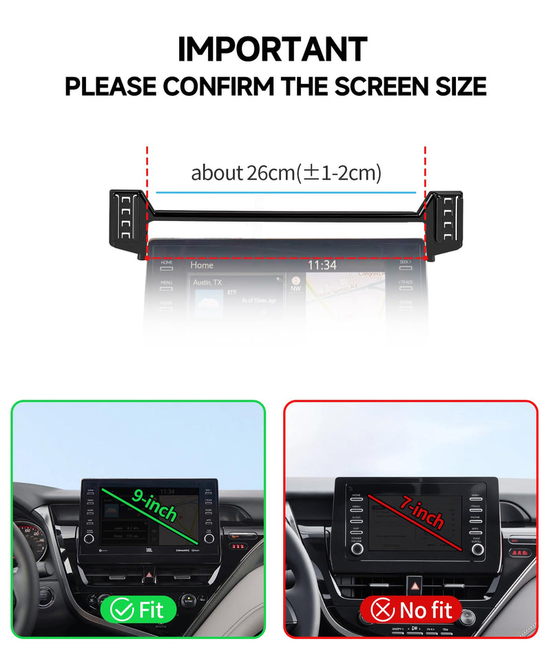 Qi2.2 25W Wireless Charger Car Phone Mount for Toyota Camry 2021-2024 | Camry Hybrid 9"Screen Magsafe Accessories Fast Charging Magnetic Cell Phone Holder Clip Fit iPhone Android,Navigation Bracket for 2021-2024 Camry/Hybrid(9 inch screen only)