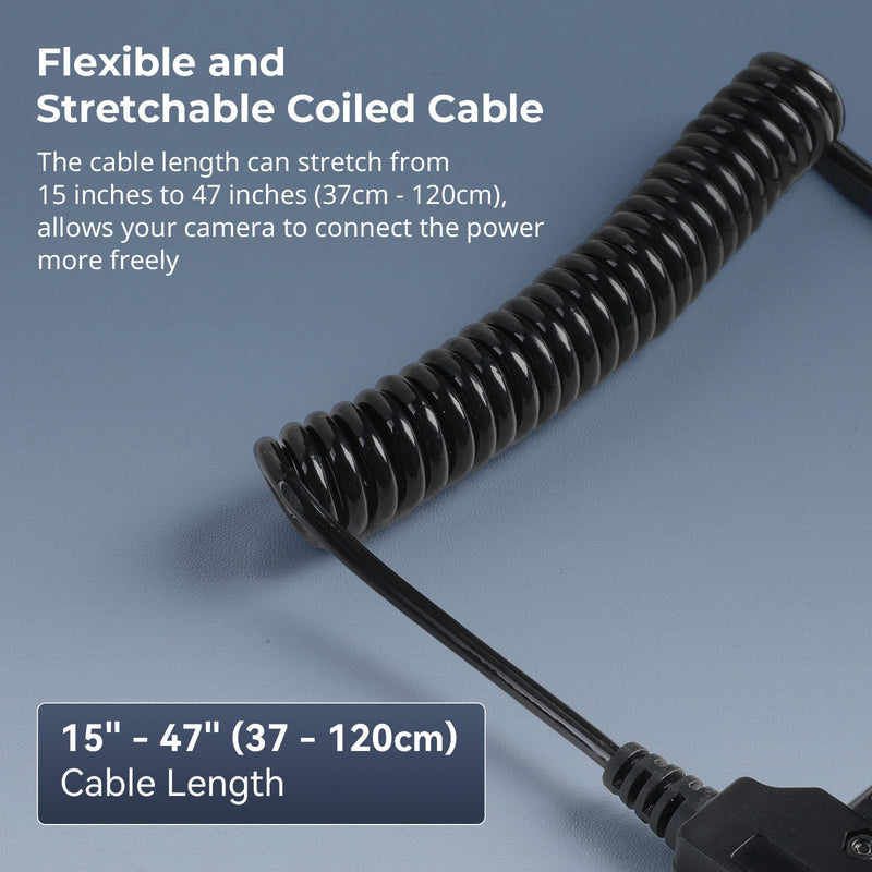 SMALLRIG D-TAP to BMPCC 4K/6K Coiled Power Cable Suitable for Blackmagic Pocket Cinema Camera 4K / 6K for V Mount Gold Mount Battery, Weipu SF6 2 Pin Female to P Tap, 15 inch - 47 inch Length - 4761