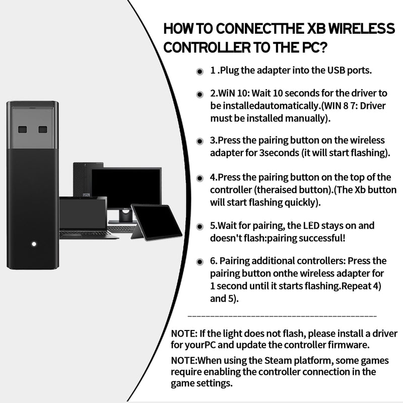 Wireless Adapter for Controller Xbox, Bluetooth Adapter for Controller Xbox One/Xbox One X S/Xbox Series X S/Elite, Compatible with Windows 10/11/8/8.1/7