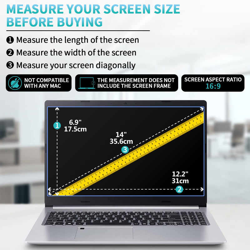 2 Pack 14 inch Anti Glare Laptop Screen Protector, Anti Scratch & Anti Fingerprint Screen Filter Compatible with 14" HP/DELL/ASUS/Acer/Samsung/Lenovo/Toshiba with 16:9 Aspect Ratio Laptop