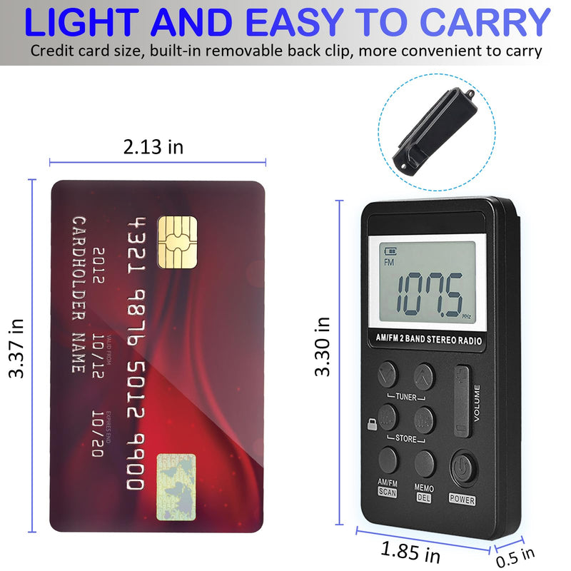 [AUSTRALIA] - Portable AM/FM Pocket Radio with Digital Tuning LCD Display, SWDSTP Rechargeable Mini Radio with Stereo Earphone and Removable Belt Clip for Walking, Jogging 