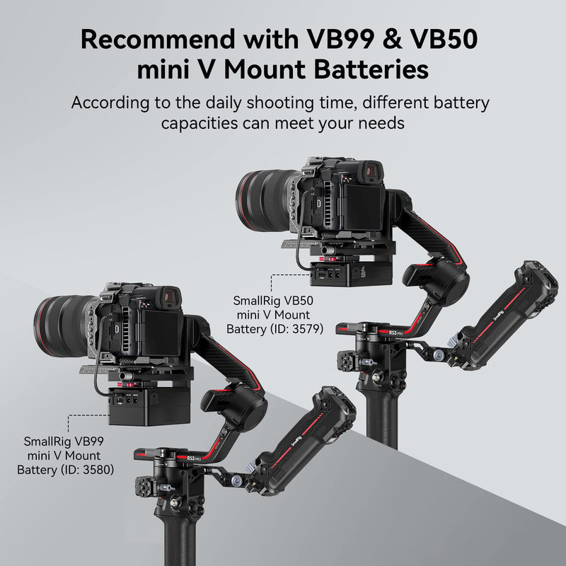 SMALLRIG Mini V Mount Battery Plate for DJI RS 3 / RS 3 Pro/RS 2 / RSC 2 Gimbals, Comes with V-Lock, Cold Shoe & 1/4"-20 Threaded Holes for V Mount Battery & NP-F Battery - 4189
