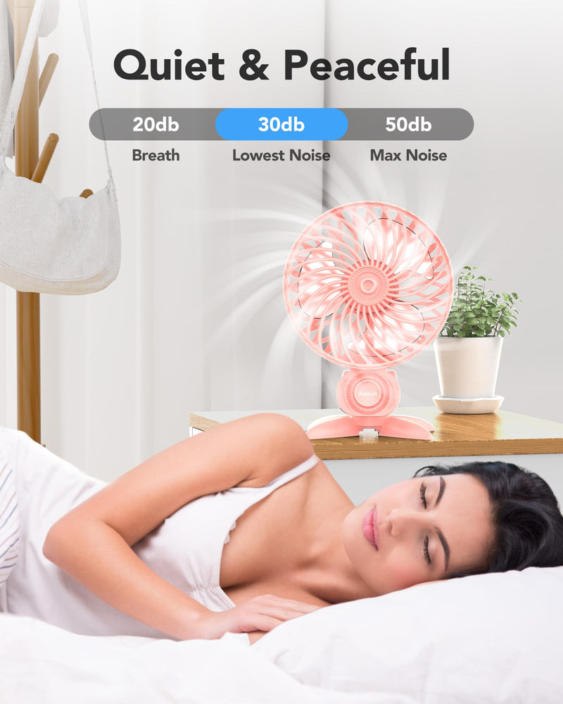 USB Small Fan, Desk Fans with CVT Variable Speeds, Strong Cooling Airflow, Quiet Portable, Desktop Mini Personal Fan for Room, Home,Office, Bedroom-USB Powered Pink