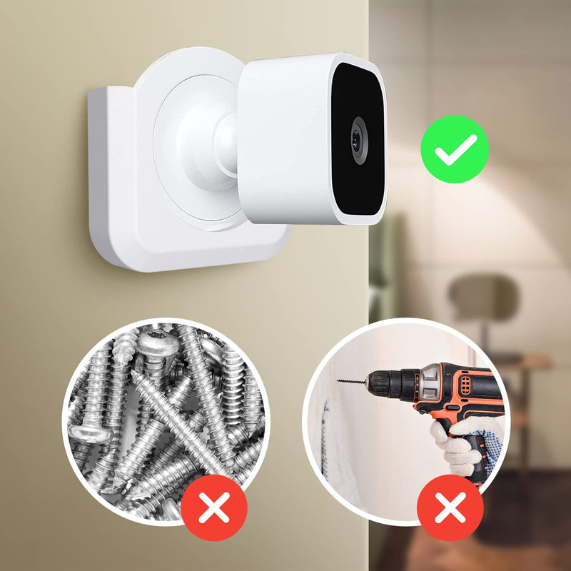 [AUSTRALIA] - Blink Mini Mount, Strong Adhesive Durable Wall Mount Bracket Stand for Blink Mini Indoor Camera, No Drill, No Screws, Decorate Damage-Free, Easy to Install (2 Pack) White 