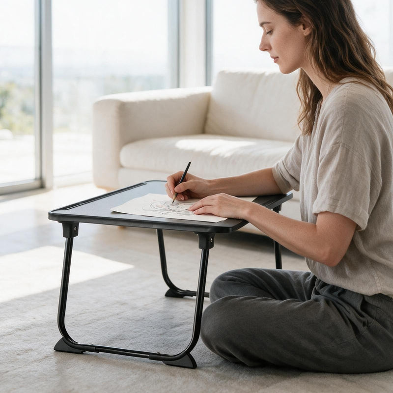 ‌CELNAVOS Lap Desk - 23.6" Large Portable Laptop Stand with Metal Legs, Built-in Storage Drawer & Non-Slip Lip - for Home Office, Gaming, Writing, Meals, Fits Adults and Kids