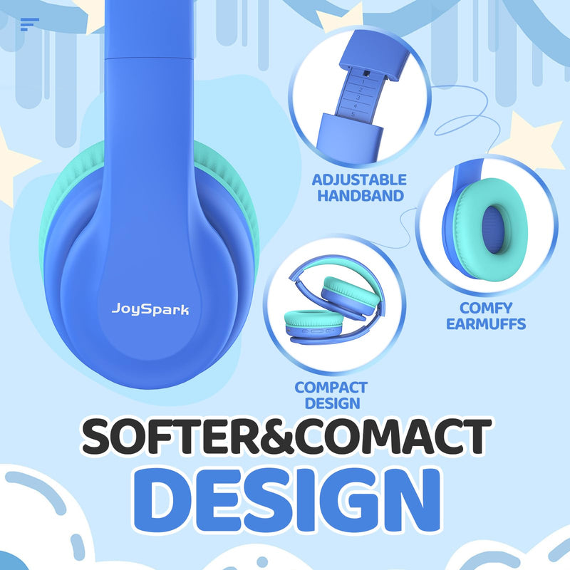 [AUSTRALIA] - Kids Bluetooth Headphones, Lightweight Kids Wireless Headphones for Kids, 85/94dB Volume Limited, 60 Hours Playtime, Bluetooth 5.3, Over-Ear Toddler Headphones with Built-in Mic-Blue Blue 