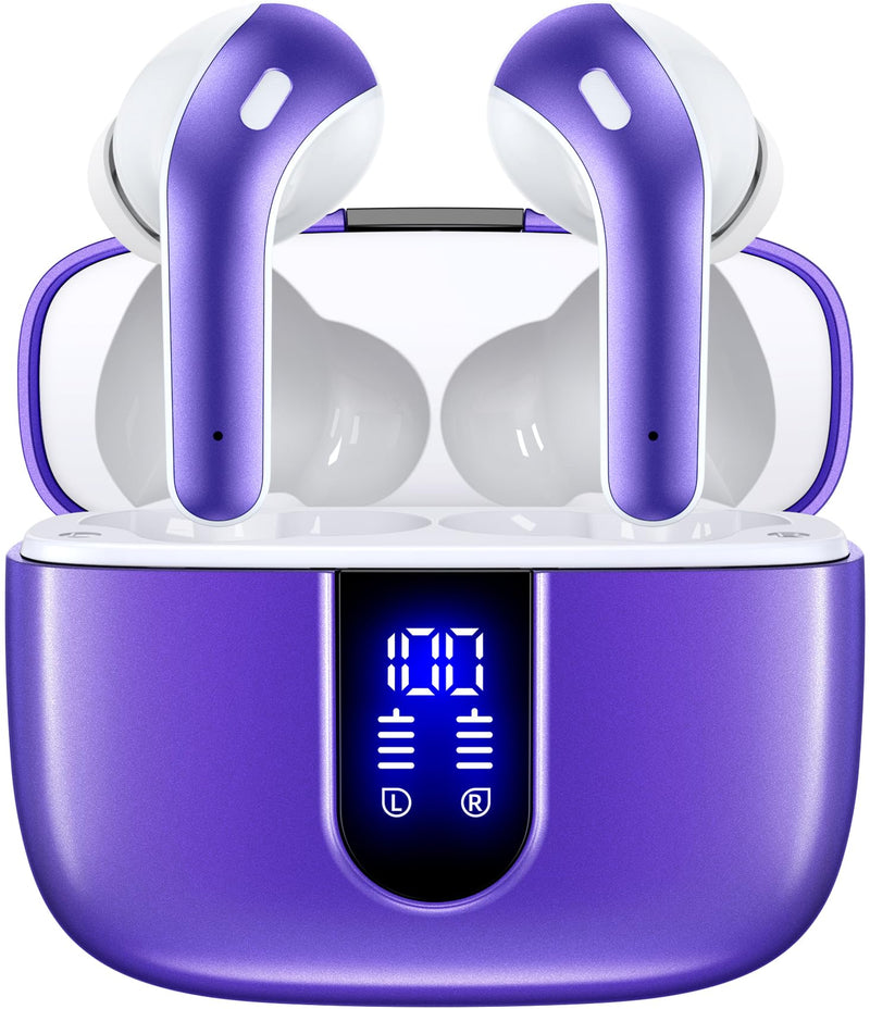TAGRY 2 Sets X08 Forest Green and Phantom Purple Bluetooth Headphones True Wireless Earbuds 60H Playback Ear Buds with Wireless Charging Case in-Ear Earbuds with Mic