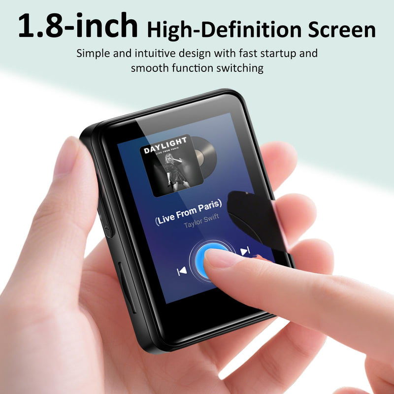[AUSTRALIA] - 1.8 inch MP3 Player with Bluetooth, 32GB Digital Music Player for Kids, Portable Mini Bluetooth MP3 Player with Speaker Lossless Sound with FM Radio, Voice Recorder, Supports up to 512GB, Black 