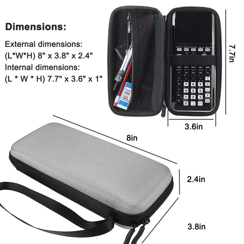 Xberstar Hard EVA Shockproof Carry Case Bag Pouch for Texas Instruments TI-84 Plus CE/Color TI-83 Plus,TI-89 Titanium, HP 50G Graphing, Scientific Financial Calculators (Gray) Gray