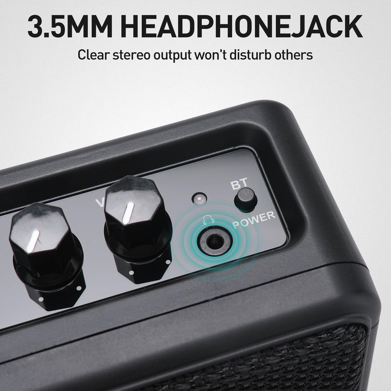 EROK Mini Electric Guitar Amplifier, with Clean Overdrive Effects,Support BT/Headphone Connection,5W Indoor Music Pratice Speaker (Dark) Dark