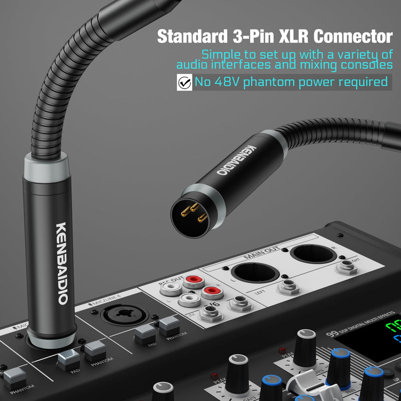 Gooseneck Microphone 23 Inch DJ Mic Professional Dynamic Bob Barker Microphone for Audio Mixer,Dedicated Disc,Shouting,KTV Bar,Podium,Conference,Metal Supports 360°Rotation,Bending,3-pin XLR