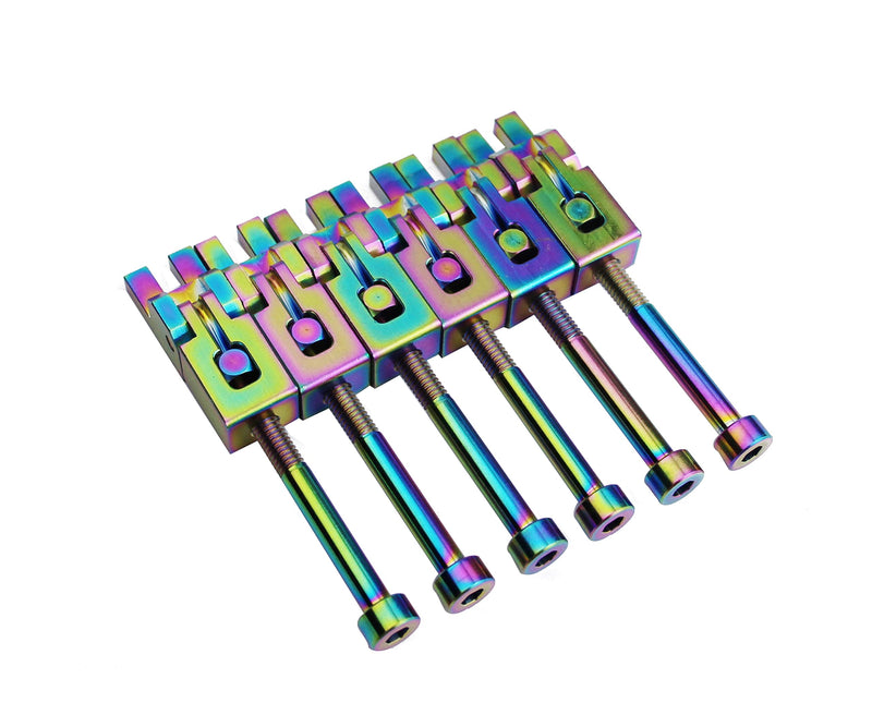 Guyker 6 Strings Guitar Bridge Saddles - Steel Saddles Genuine Replacement Compatible with Floyd Rose FR Tremolo System - Chameleon rainbow
