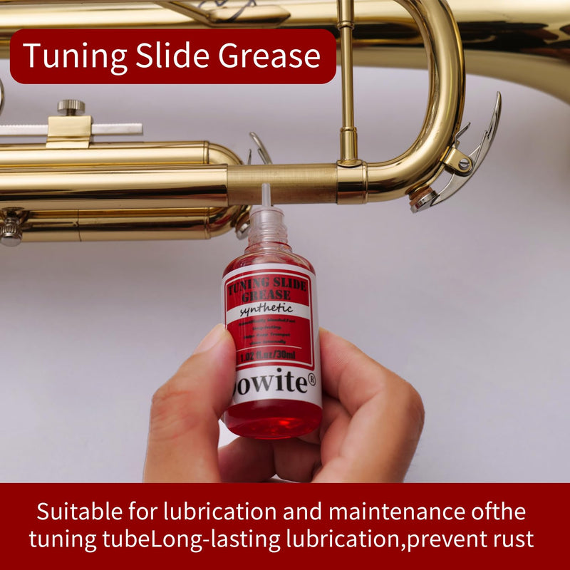Trumpet(Cornet) Cleaning Care Kit: Valve Oil/Piston Oil, Tuning Slide Grease Oil, Snake Brush, Piston Brush, Mouthpiece Brush, Dust Brush, Cleaning Cloth–for All Musicians or Students