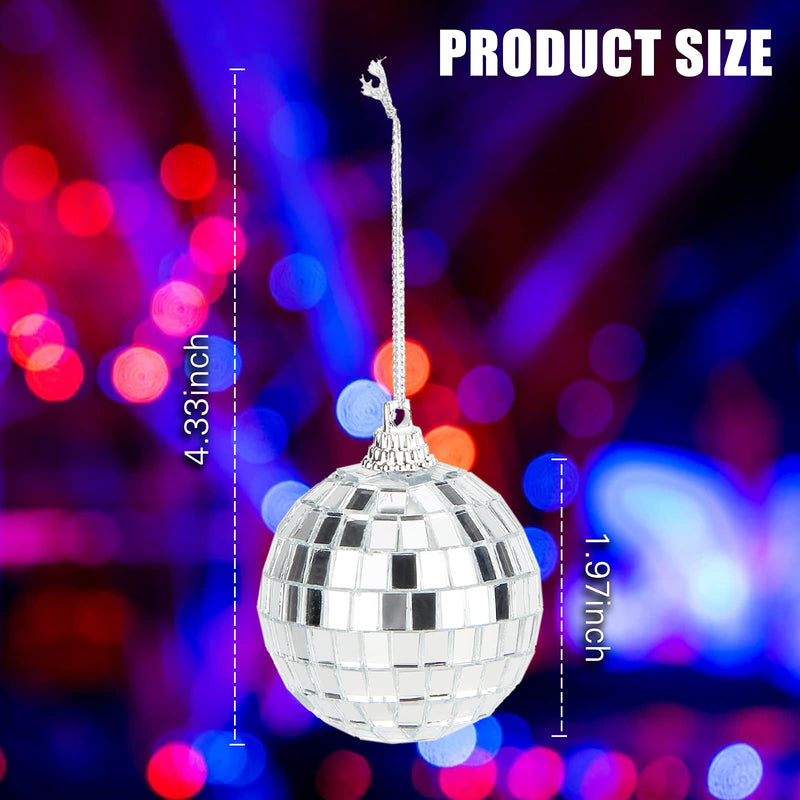 Mirror Disco Balls Set - Silver Disco Party Decoration Bright Reflective Mirror Christmas Balls Easy to Hang Suitable for Christmas, Wedding, Family Party Decoration (6) 6