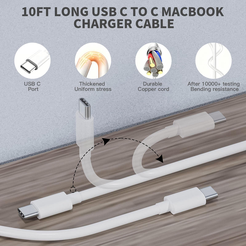 Mac Book Air Charger, 10FT Extra Long USB C to C Cable with Portable 30W USB C Power Adapter Compatible with MacBook Air M1 M2 M3 M4, MacBook Pro 13-16 Inch,iPad Pro,iPhone 16/17 and All USB-C Devices