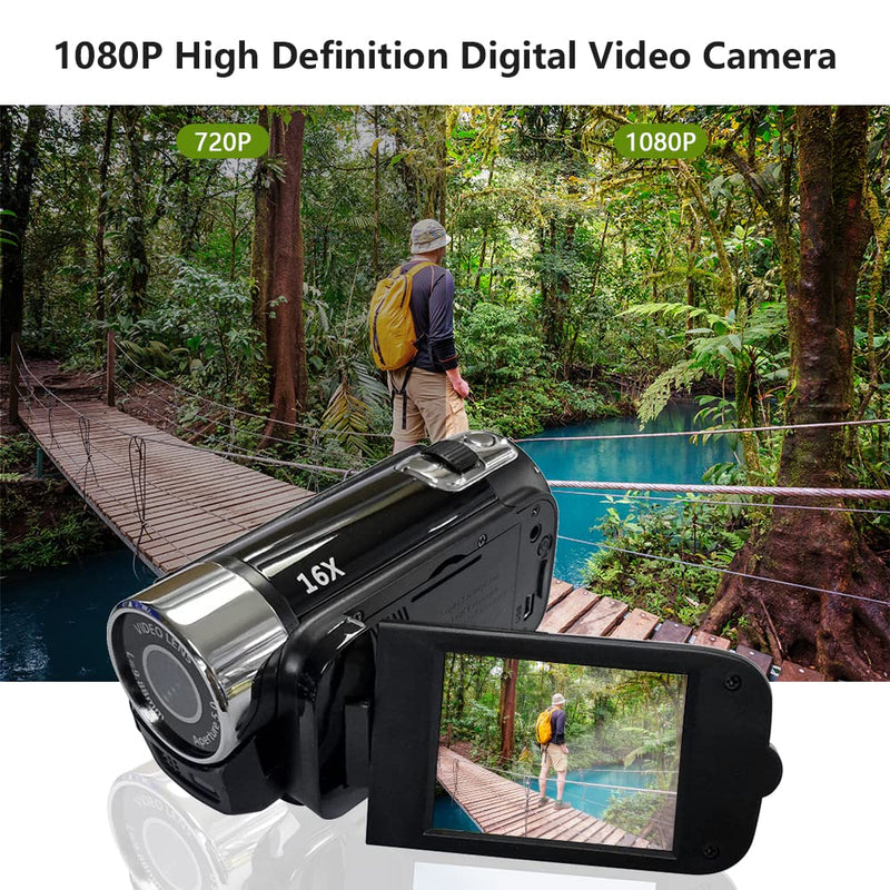 Andoer Portable 1080P High Definition Digital Video Camera DV Camcorder 16MP 2.7 Inch LCD Screen 16X Digital Zoom Built-in Battery Red