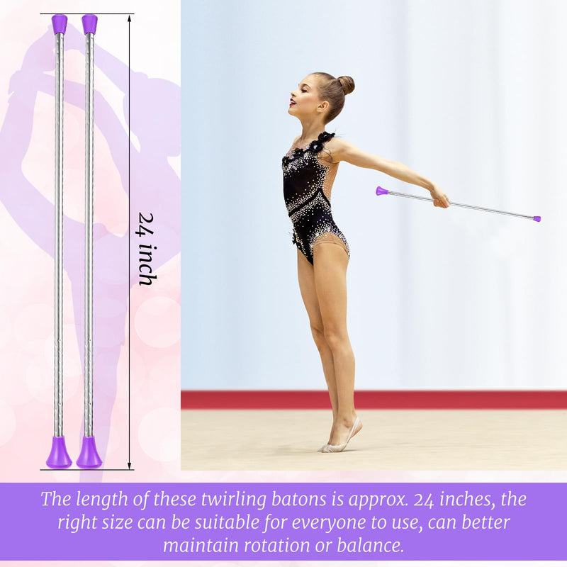 Twirling Baton Unisex Kids' Gymnastics Dance Baton Metal Baton Marching Band Baton Parade Baton Stick for Talent Shows, Artistic Dancing, Baton Twirling, 24 Inch Purple