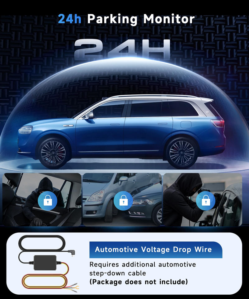 4 Channel 360° Dash Camera Front and Rear Inside Left Right, 3 Inch Dash Cam Support WiFi, Built-in Night Vision Sensitive Motion Detection 24/7 Recording Parking Mode Monitor Reversing Help 3 Inch with WiFi
