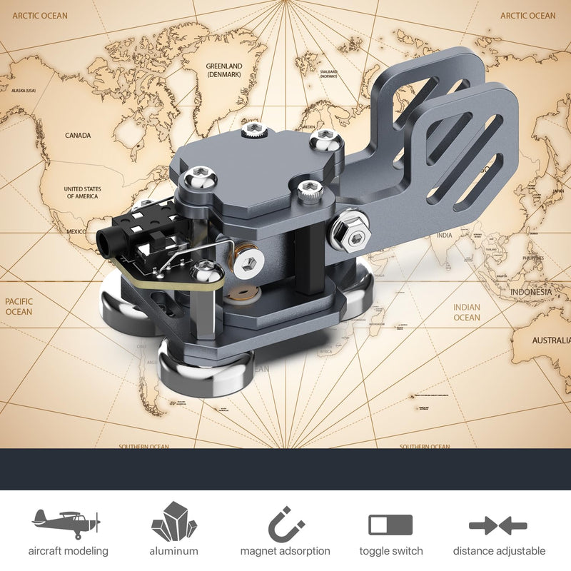 Mini CW Key Automatic Morse - Radio HAM Send Telegram Double Paddle Morse Code Key with Aluminum Body Three Neodymium Magnets Base Grey
