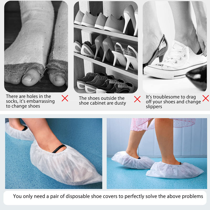 [AUSTRALIA] - Fashionapple 100 Pcs White Disposable Non-Woven Fabric Shoe Covers Carpet Cleaning Floor Carpet Shoe Covers 