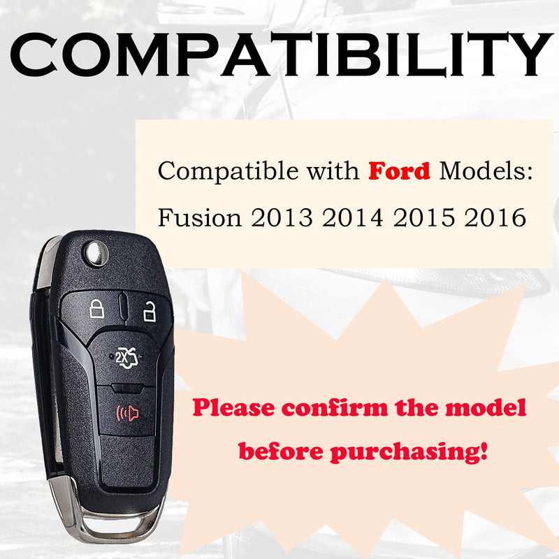 Flip Key Fob Replacement Fits for Ford Fusion 2013 2014 2015 2016 Keyless Entry Remote Control N5F-A08TAA 164-R7986 5924003 315Mhz 4 Button BTN