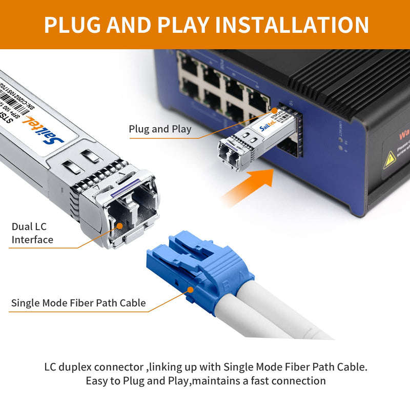 10G Gigabit Single Mode SFP+ LC Module,10G 1310nm SMF, up to 10 km, DDM,10GBase-LR Fiber Transceiver, Compatible with Cisco, Ubiquiti, Mikrotik,Netgear, Dlink,Linksys and More (4 Pack)