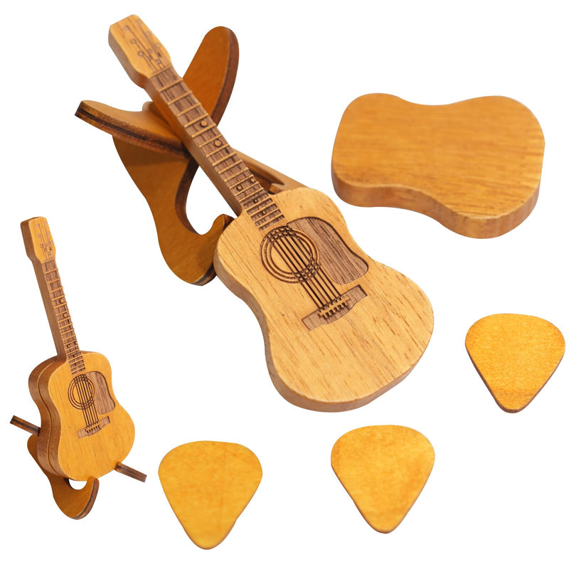 Wooden Guitar Pick Box Unique Guitar Picks Guitar Pick Holder Box Musician Engraved Wooden Plectrum Case